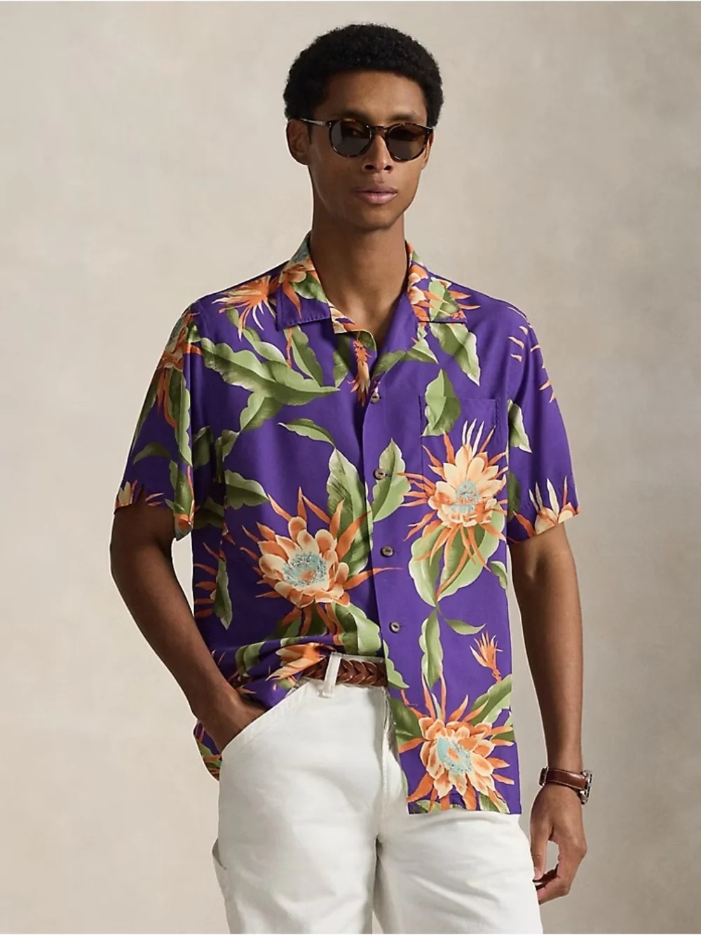 Polo Ralph Lauren Classic Fit Tropical Floral Camp Shirt Purple South Floral XL